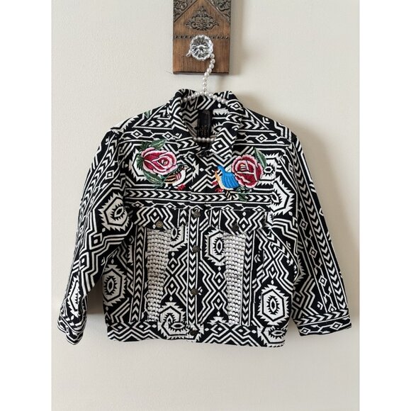 Free People New Romantics Size M Native Whisper Jacket Embroidered Bird Tribal - Picture 1 of 9